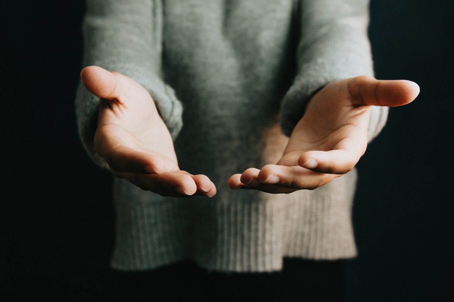 Woman Giving Hands to the Camera, Help and Self Help Concept, Mental Health